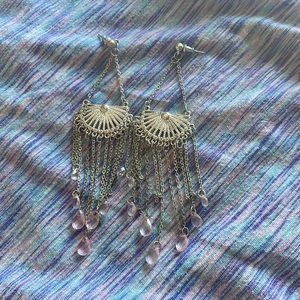 The are some rhodium plated beautiful earrings with some little gems that dangle